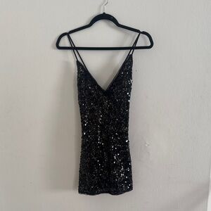 NBD Black Sequin Mini Dress